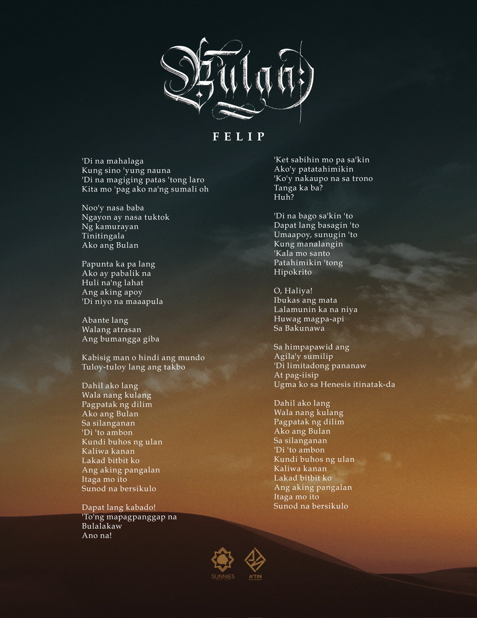 SB19 KEN Sunnies 🌖 on Twitter "[LYRICS] FELIP 'Bulan' Watch the Official Music Video here