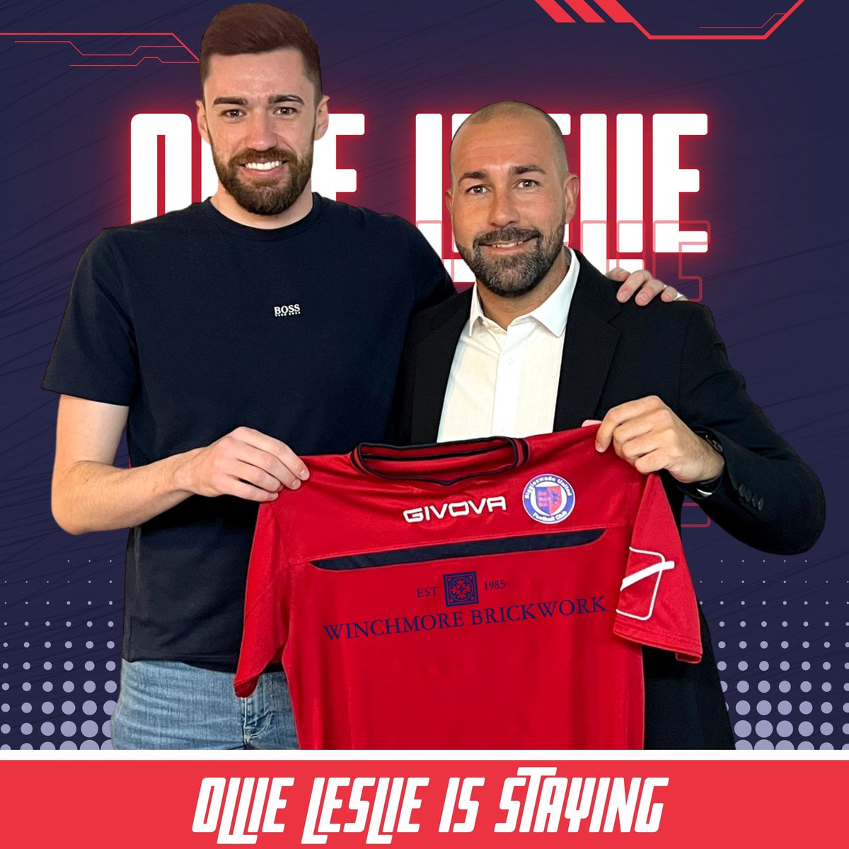 Biggleswadeutd's tweet photo. Good start to the weekend 💥

Ollie Leslie has been a constant between the posts and he’ll will be staying with us for another year. 🤝

This is going to be his 5th season with us! 👏

Congratulations @OliverLeslie 🔴

#OneClub #WeBeforeMe #BUFCFamily @_WBL https://t.co/SIMi8PJLiE
