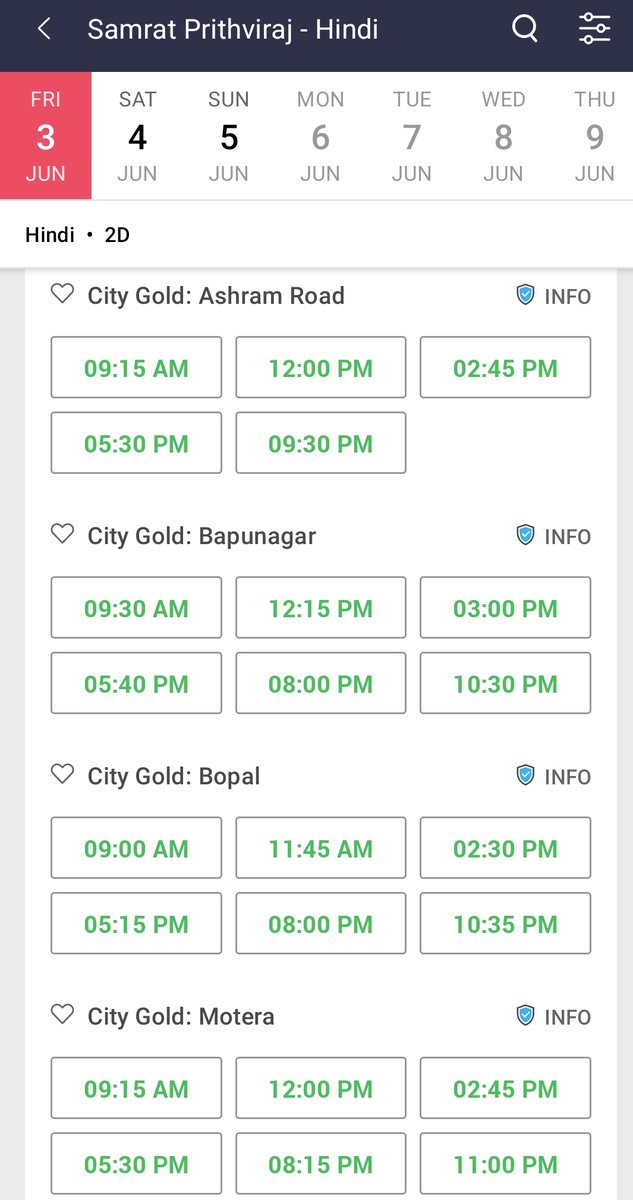 kumar3798's tweet photo. #AdvanceBookingUpdate
All the folks In & Around Ahmedabad can now book their tickets for the magnum opus #SamratPrithviraj ft. Superstar @akshaykumar since
Advance booking is open in Ahmedabad Now
@bookmyshow https://t.co/GgvYbc2Wo4