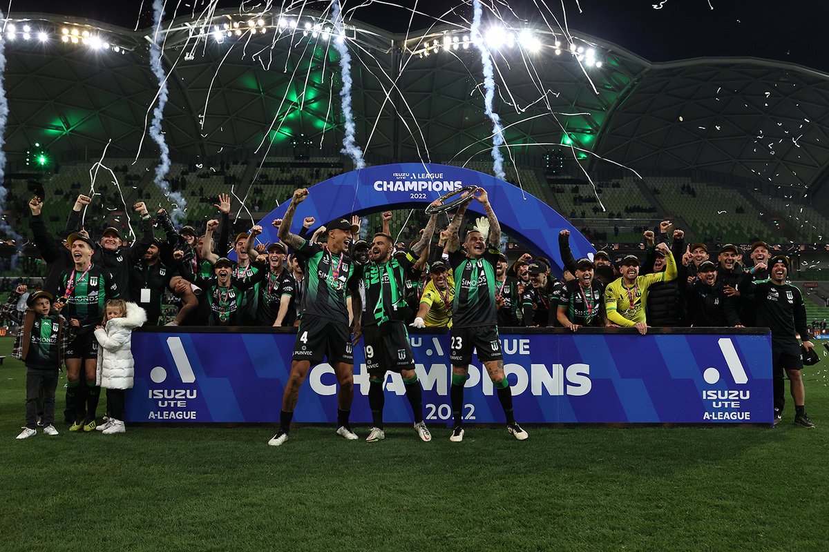 FootballAUS's tweet image. Congratulations to @wufcofficial, @aleaguemen Champions 2022! 👏

#ALeagueMenGF