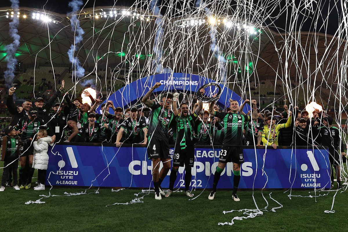 FootballAUS's tweet image. Congratulations to @wufcofficial, @aleaguemen Champions 2022! 👏

#ALeagueMenGF