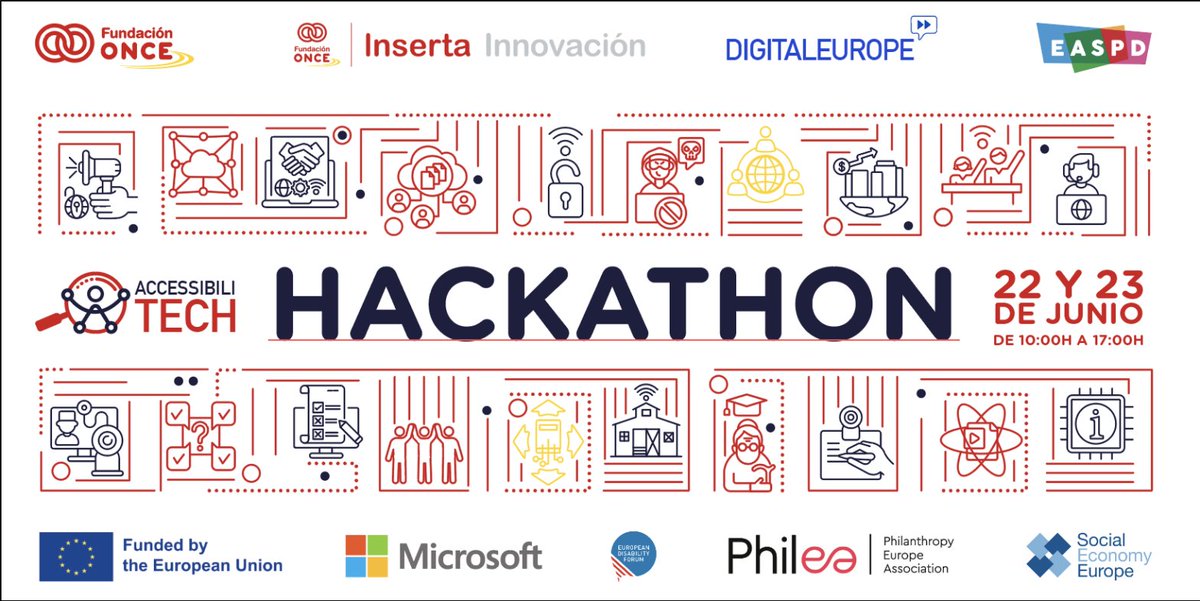 CanalFONCE_UNED's tweet image. El proyecto #Accessibilitech te invita los días 22 y 23 de junio de 2022 a participar del Hackathon Accessibilitech organizado por @Fundacion_ONCE y @DIGITALEUROPE en colaboración con @MicrosoftES Toda la información del evento y sobre cómo participar en accessibilitech.accessibilitas.es/accessibilitec…