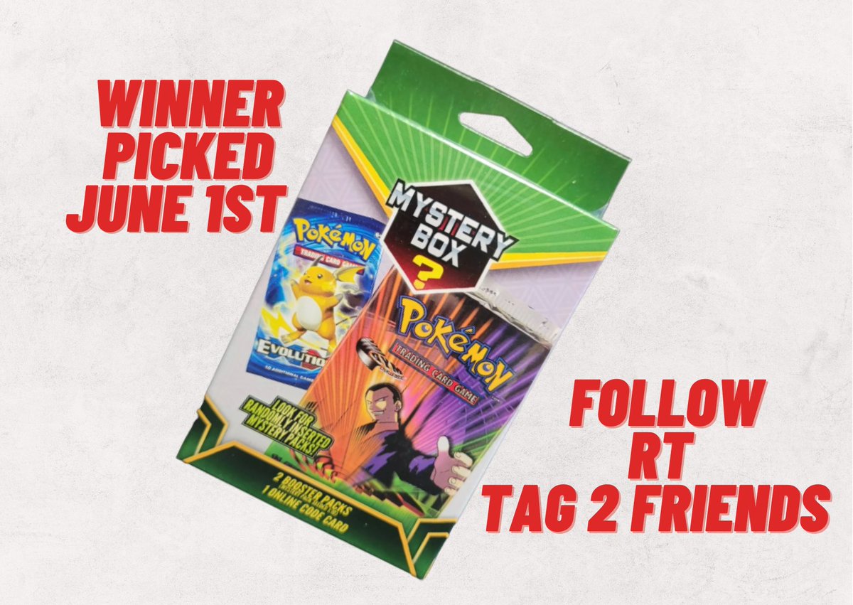 poketart's tweet photo. Let’s do another #pokemontcg giveaway!

1 Winner 🏆 
🥇 gets a Mystery Box as pictured 

✅ follow me @poketart
🌀RT this
📸 Tag a buddy in the comments section 
🏆 Winner randomly chosen on June 1st https://t.co/lZUtqlXN8A