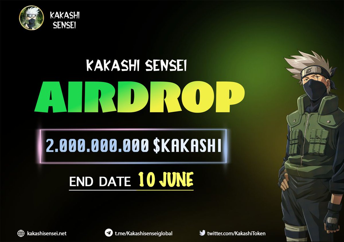 AirdropStario's tweet photo. 💧 Kakashi Sensei Airdrop 💧

🏆 Task:            ➕ 4 Million KAKASHI for 500 random participants each.

🔛 Airdrop Link &amp; Information: https://t.co/cxu9JobKZY

#cryptocurrency #Airdrop #BSC #Bitcoin #KakashiSensei #KAKASHI #Airdropstario https://t.co/c14kuKXsxM