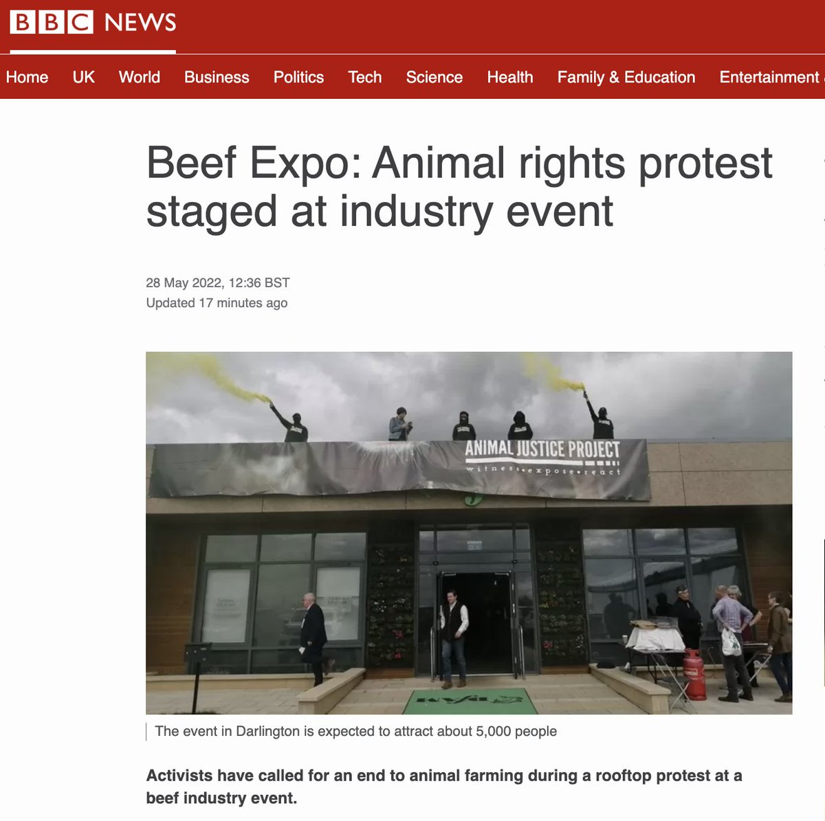 ajpReact's tweet photo. OUR DISRUPTION OF TODAYS National Beef Association (NBA) 2022 NBA - BEEF EXPO IN Darlington Farmers Auction Mart HAS BEEN COVERED BY THE BBC

Full article: https://t.co/JflADdyPYf

#BeefExpo22 #BeefShow #NetZero #BuyBritish #SustainableBeef https://t.co/aMI0YEbONs