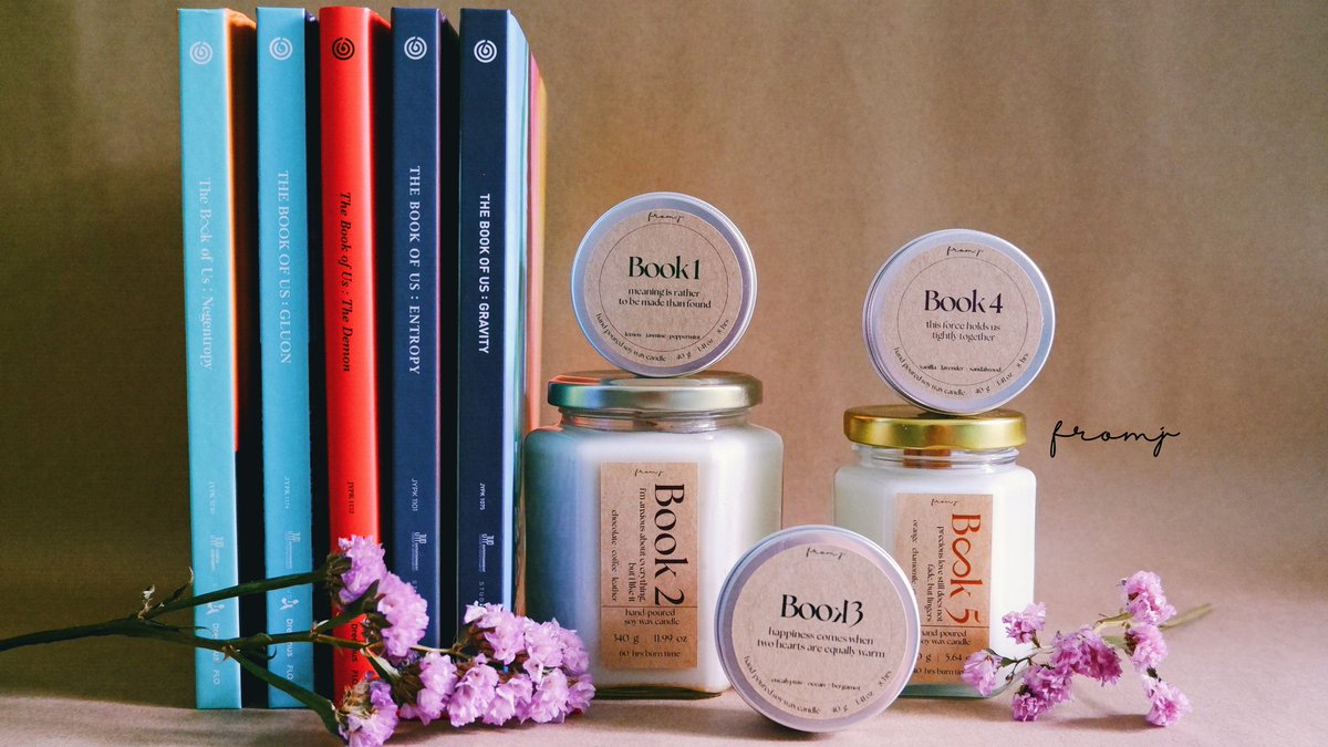 judelibrary's tweet photo. DAY6 The Book of Us Album Series as scented candles.
#DAY6 #TheBookofUs #Gravity #Entropy #TheDemon #Gluon #Negentropy https://t.co/0fZ7nvIHfS