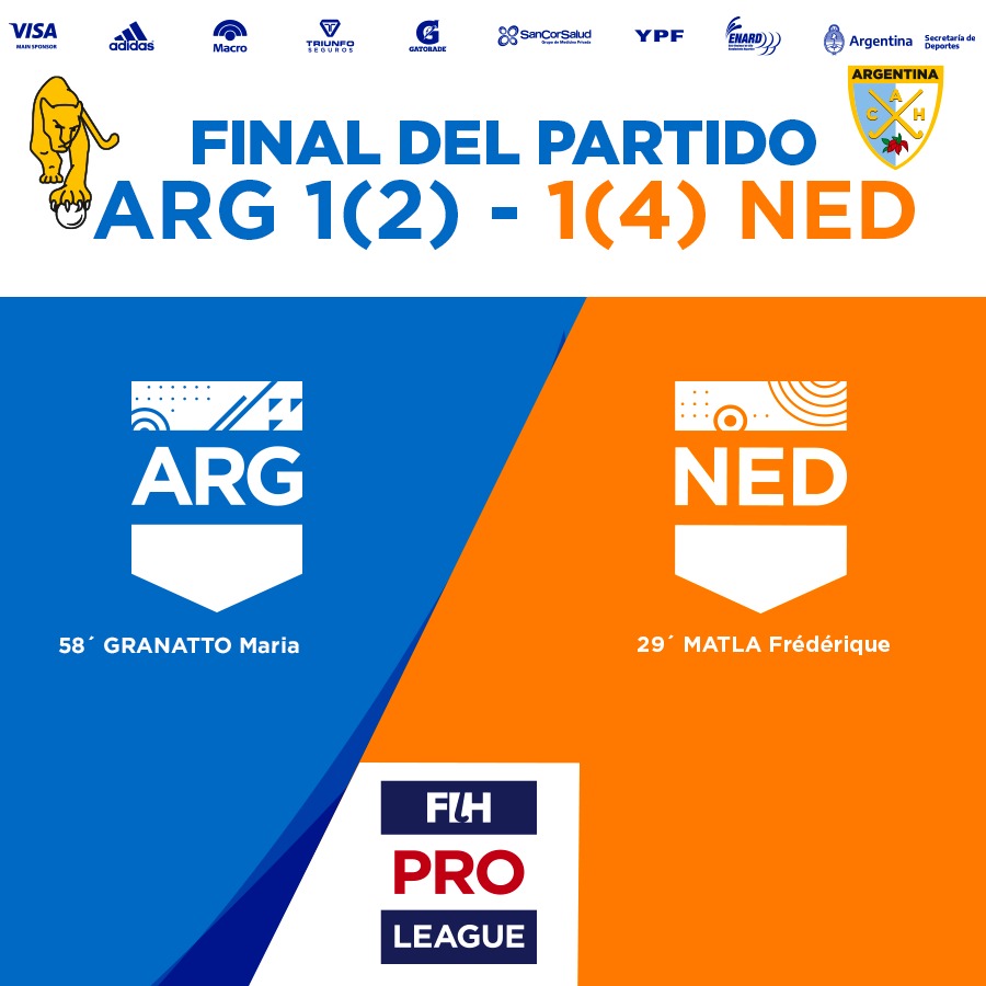 FINAL del PARTIDO de #LasLeonas 🇦🇷 frente Países Bajos 🇳🇱  en la FIH PRO LEAGUE. 

📍Sabado 28