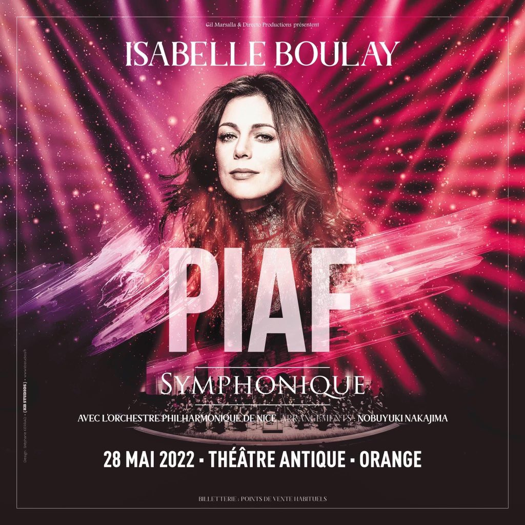 cestrosi's tweet photo. Ce soir, une production 100% niçoise à découvrir au Théâtre Antique d’#Orange, @piaftheshow Symphonique, avec Isabelle Boulay et l’orchestre philharmonique @VilledeNice. Bravo @DirectoTwitt et @GilMarsalla https://t.co/bcOQnvJ1eL