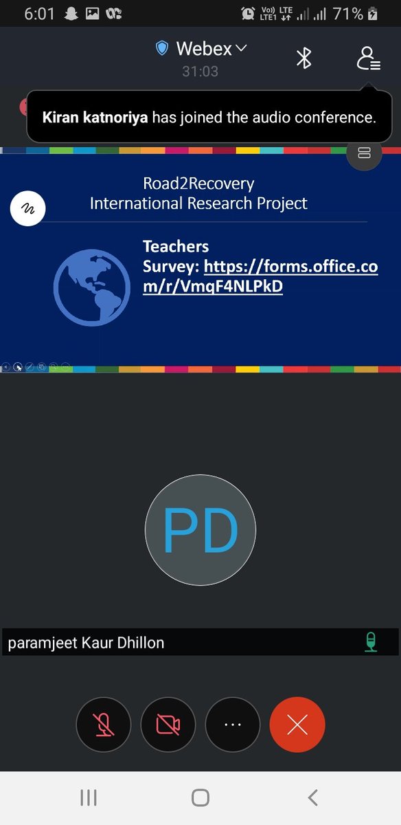 Attending <a href="/Road2Recovery/">Road To Recovery</a> episode two host by <a href="/KnpsIndia/">KNPS Phagwara India</a> its really awesome webinar <a href="/STSWSRAJGOMAL/">S.T.S. World School (Official)</a> <a href="/Prabhjo60556013/">Prabhjot Gill</a> @KhullarY <a href="/pkdhillon08/">ParamjeetKaurDhillon</a> <a href="/Webex/">Webex</a> <a href="/RubinderG/">Rubinderjit Gill</a>