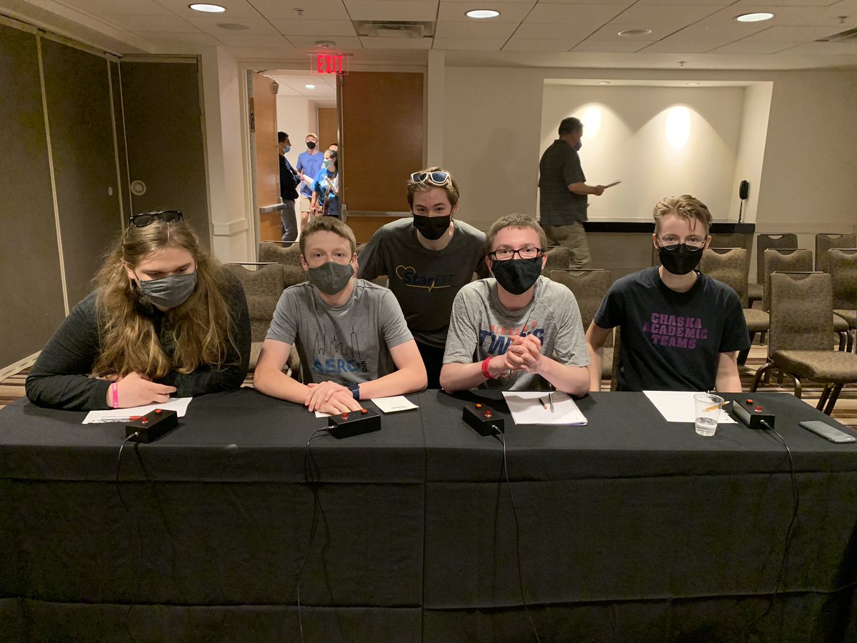 After a few scrimmage rounds last night, we’re ready to go for our rounds this afternoon at the National Quiz Bowl tournament! Wish us luck! #hsnct <a href="/ChaskaHawks/">Chaska High School</a> <a href="/hawksarts/">HawksArts&Activities</a>