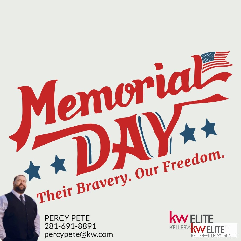 percypete88's tweet photo. HAPPY MEMORIAL DAY! 
Have fun this weekend, stay safe and be responsible. #kwelite #happymemorialday #honorthefallen #hairstylist #godblessamerica #realestate #realtor #may #percypeterealtygroup #menorial2022 #thankyouforyourservice #GodFamilyBusiness...https://t.co/qMOlOQtsYi https://t.co/xbjBP3Uzjk