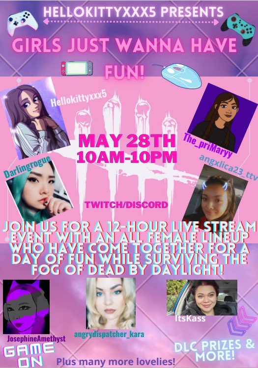 Darlingroguettv's tweet photo. Happening today!! Come drop by and say hello! Some giveaways happening too! Some #DeadbyDaylight and #Fortnite games! #twitchstreamer #twitch https://t.co/eBc8IKbOvb