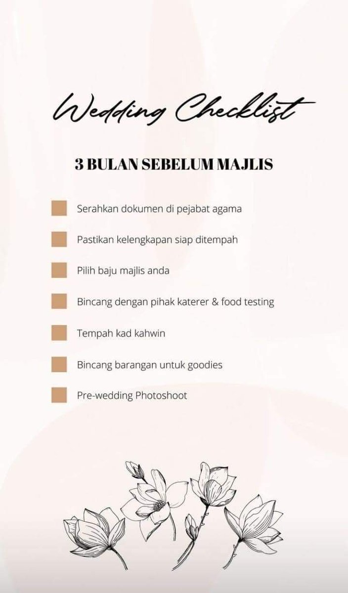 ShopeePoison's tweet photo. Wedding Checklist. Semoga bermanfaat untuk semua bakal pasangan.

Let's go.

Kad Kahwin: https://t.co/LYSOB3793N

Goodies: https://t.co/BdCT00OObE

Hantaran: https://t.co/HCKn5P3s07 https://t.co/ZVVYUDrRGW