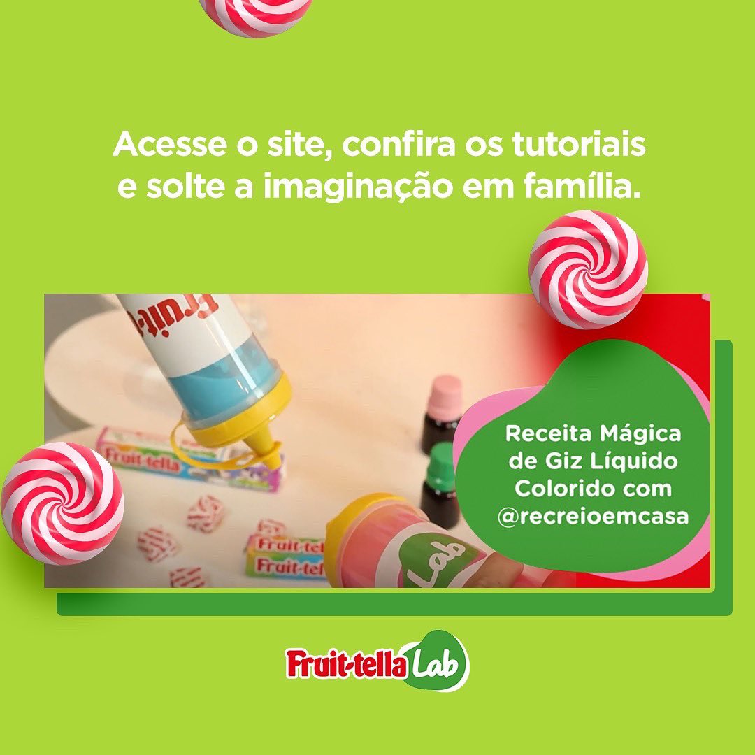 Fruittella_Br's tweet image. Com Fruittella Lab, a diversão não para. Acesse o site e encontre um montão de tutoriais, feitos por influenciadores, ensinando você a criar brincadeiras com a criançada. Vamos juntos soltar a imaginação? #OPoderDoSim
