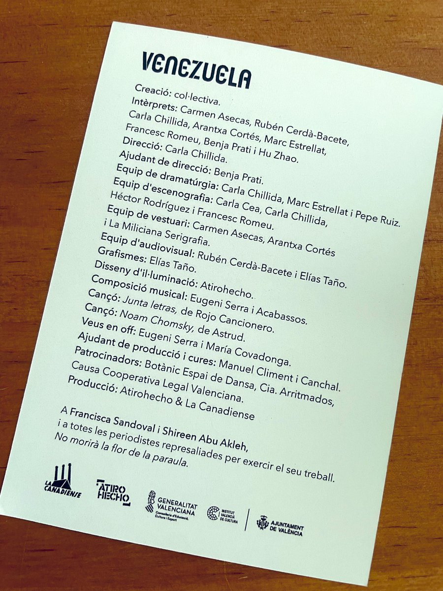 Ahir punxadeta en vore el programa de #Venezuela, l’última producció d’<a href="/ATiroHecho/">A Tiro Hecho</a> i La Canadiense a La Inestable de Ciutat Vella. 
Dedicatòria a #justiceforShireen. 
Visca l’agitprop, visca A tiro hecho