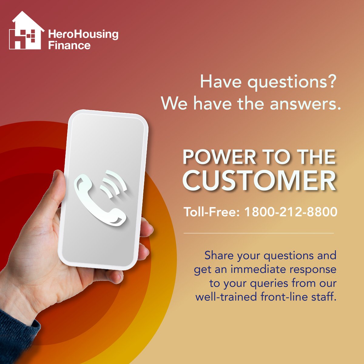 HeroHFL's tweet photo. Need assistance with your existing loan or seeking answers on taking a new one? We have you covered. Call our Toll Free Number 1800-212-8800 now! #PowerToCustomer #HeroHousingHelpline #HeroHousingCustomerService #HeroHousingFinance #HomeLoans https://t.co/TkRcZO1V0T