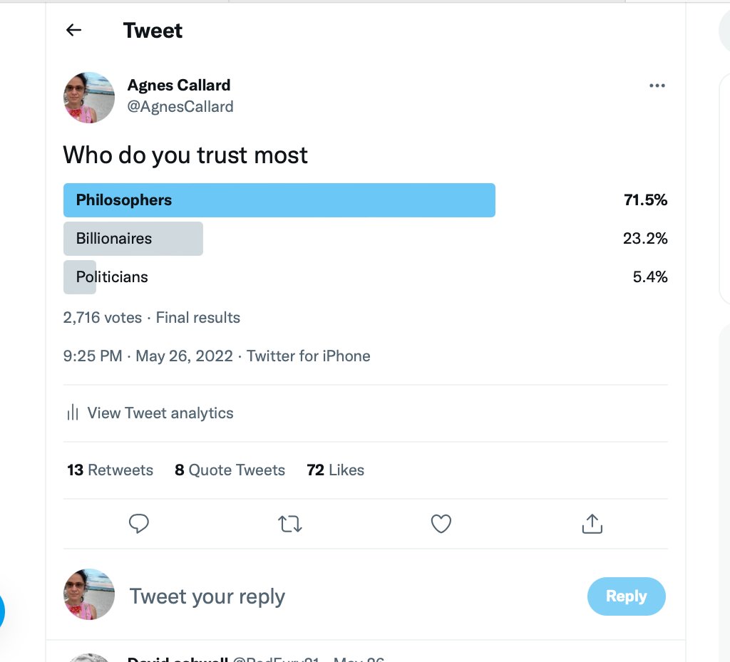 AgnesCallard's tweet photo. Sorry @elonmusk (&amp; @AOC), philosophers win again. https://t.co/Xip15lsyYJ