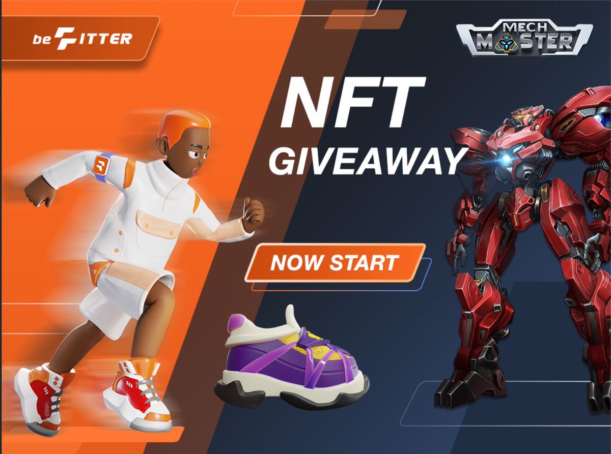MechMaster_IO's tweet photo. 🔥 beFITTER <> Mech Master NFT Giveaway NOW STARTS❗️❗️

- Follow @MechMaster_IO &amp; @beFITTER_io
- Like👍 &amp; Retweet 🔁
- Tag 3 friends with your BEP-20 wallet address in comment

The first EVER beFITTER’s genesis Shoe NFT and 500 whitelist slots for Alpha Challenge will be yours🥳 https://t.co/3pxzUxL2yX