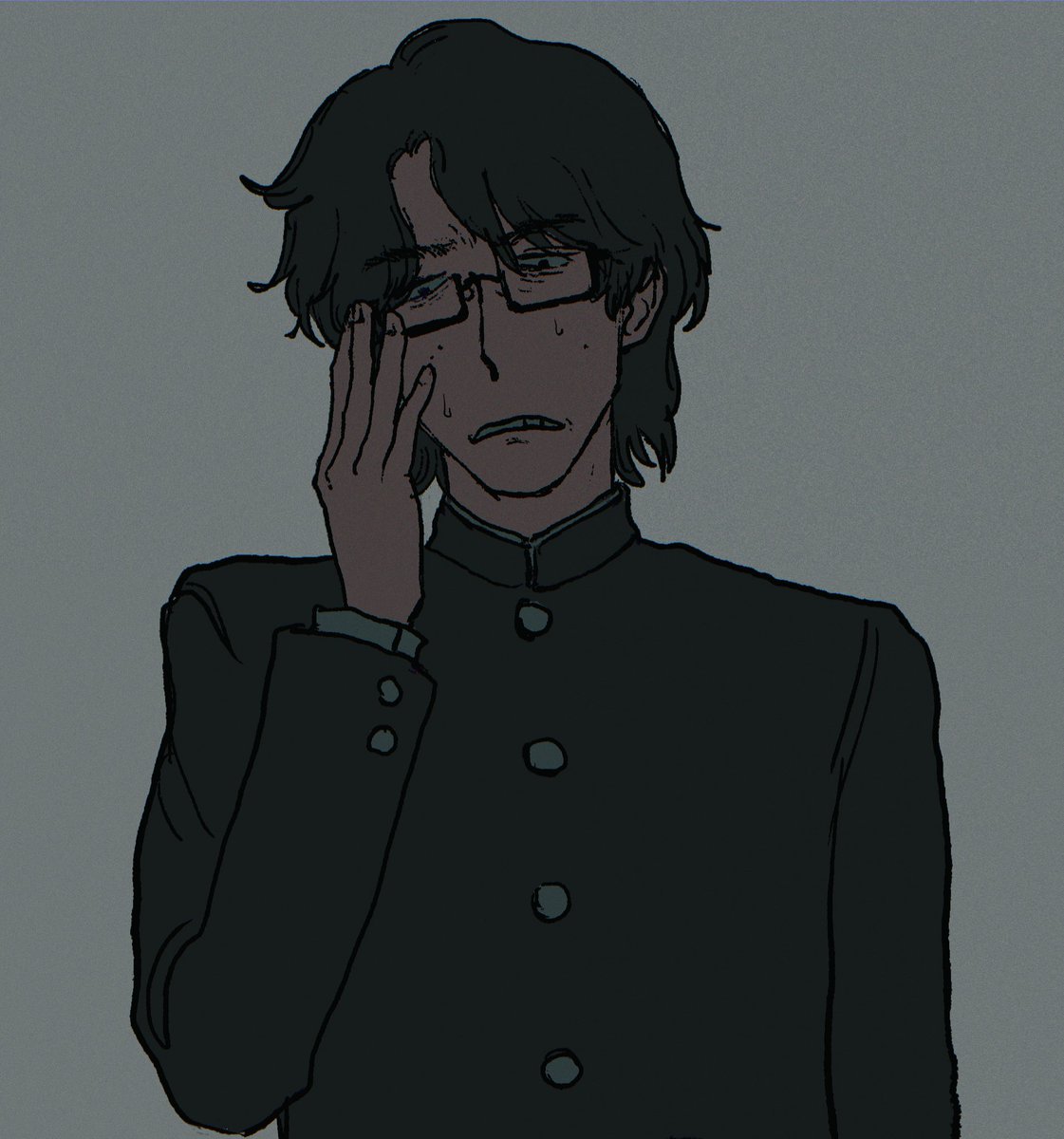 1boy glasses male focus solo school uniform gakuran black hair  illustration images