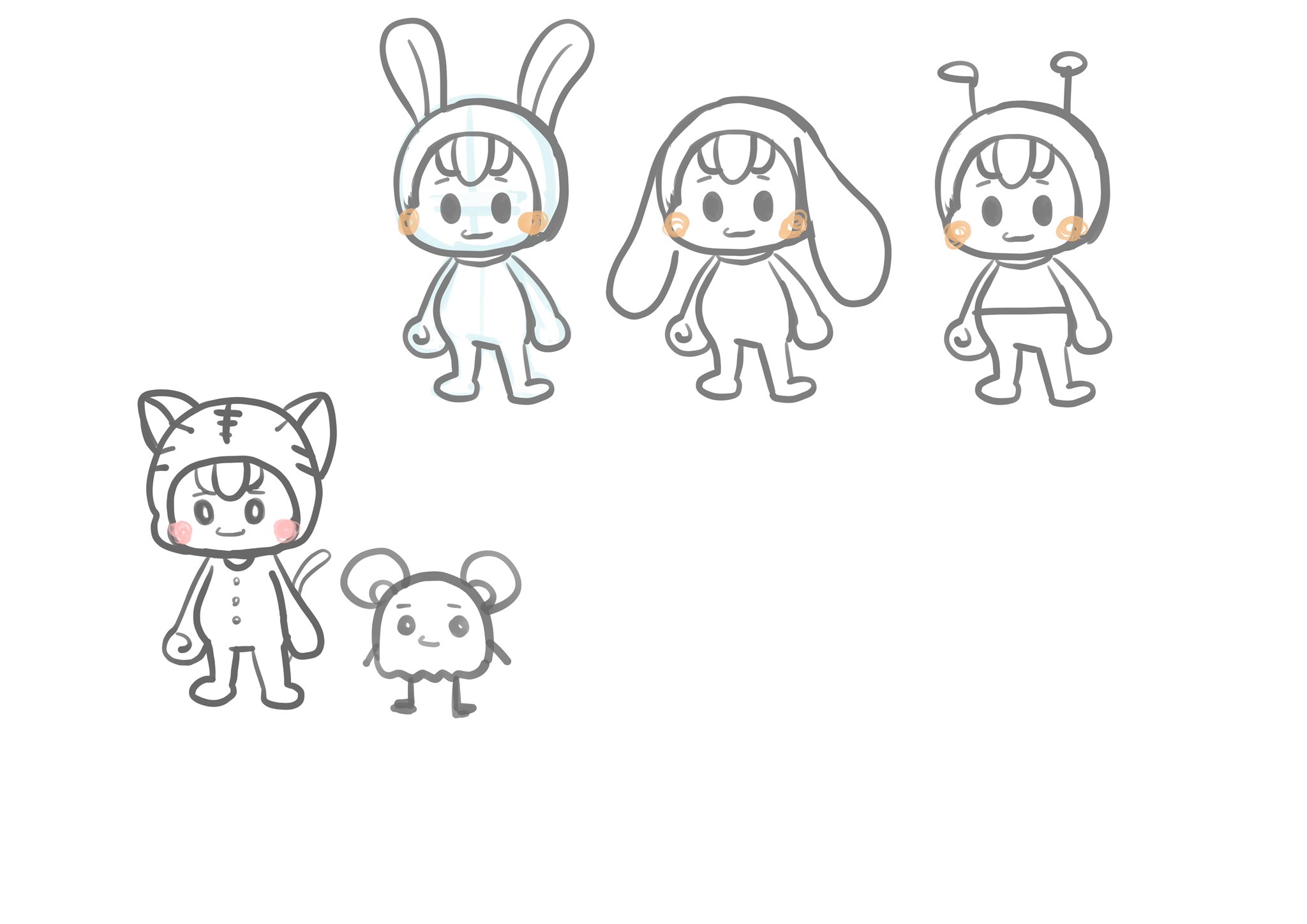 動画編集を無料で学ぶ エディステ データの整理をしていたら懐かしいデータが エディステキャラクターが出来上がるまでの過程です ﾃﾚｯ 意外と最初のアイディア出しの段階からエディ子とねずみは今とほとんど変わらないですねー おやじは当初毛が