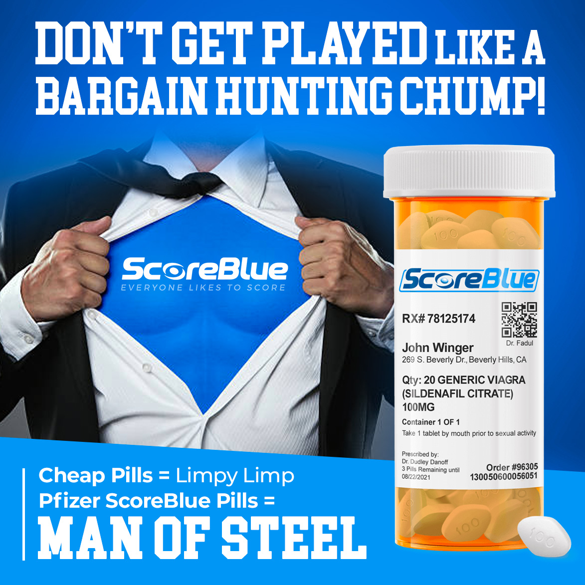 RealScoreBlue's tweet photo. Cheap pills don't work! Get guaranteed real pills directly from a US pharmacy with ScoreBlue and be a Man Of Steel! #scoreblue https://t.co/kl0NRw3xkE