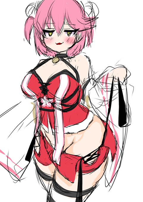 みこちの新衣装の紐解いたら鼠蹊部めっちゃエッチじゃね?ってラフ 