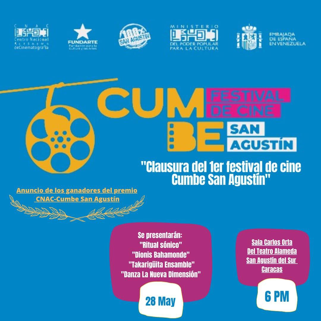 Vente que caben 100, 100% San Agustín. ❤🔥

Ven a conocer las películas ganadoras del premio CNAC-Cumbe San Agustín, a disfrutar de la danza de las niñas de nuestro Taller Escuela y además a enrumbarte con <a href="/ritualsonico/">ritualsónico</a> y <a href="/dbaha/">dionis bahamonde</a> y Takarigüita Ensamble.
#FestCineSanAgustin