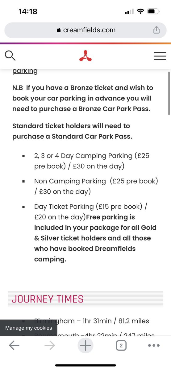 georgiacuthx's tweet photo. @CreamfieldSouth how much is car parking for Saturday day ticket holders? Ticketmaster and your website are saying different prices? https://t.co/RibUozP8tK