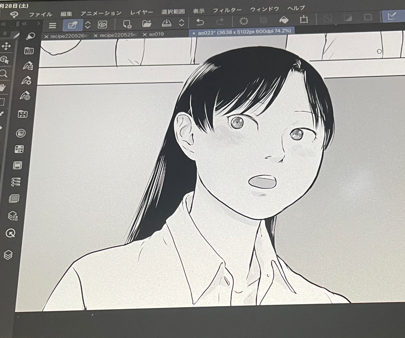 やったきたさんのワイシャツツイートでワイシャツの襟ぐりなどをよく見直して作画修正などをした(先には進んでない) 