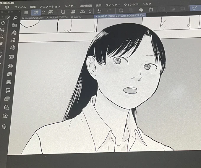 やったきたさんのワイシャツツイートでワイシャツの襟ぐりなどをよく見直して作画修正などをした(先には進んでない) 