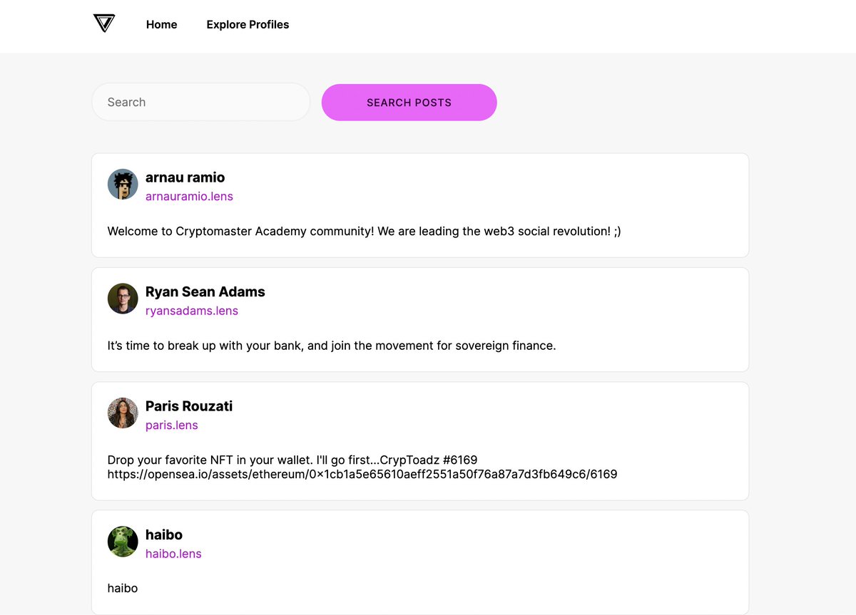 Spent some more time updating the @LensProtocol starter, improved styling  and added a few features, next up adding proper auth to enable gasless  transactions and more UI improvements, feel free to clone