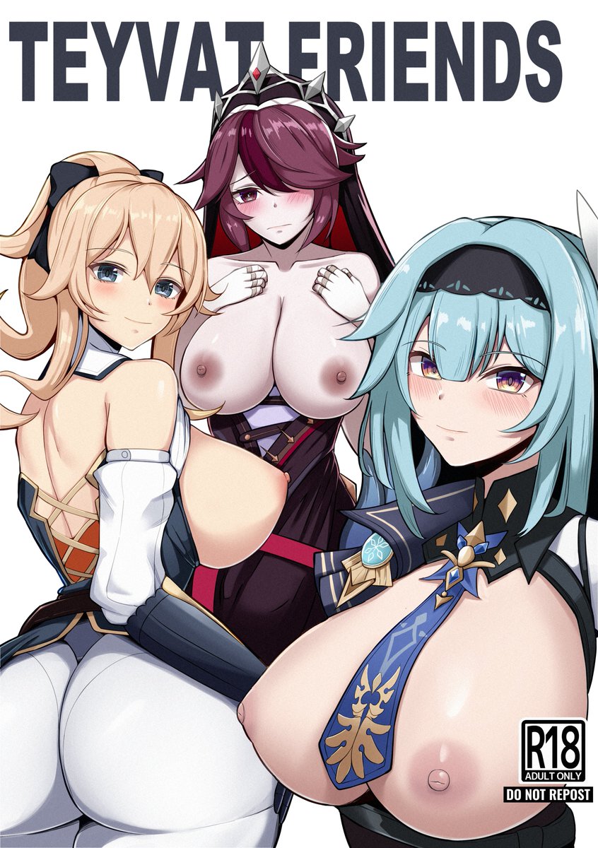 https://t.co/D7PFVIruhG
I've published Dojin Manga of Genshin Impact "TAYVAT FRIENDS" in English ver. in Gumroad!!
Traveler meets 3 girls(Eula, Rosaria, Jean) to have a lovely sex.
If you want to see their huge tits and chubby thighs as samples display, please check it out.