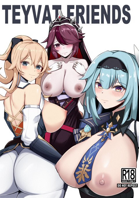  published Dojin Manga of Genshin Impact "TAYVAT FRIENDS" in English ver. in Gumroad!!Traveler meets 3 girls(Eula, Rosaria, Jean) to have a lovely sex.If you want to see their huge tits and chubby thighs as samples display, please check it out. 