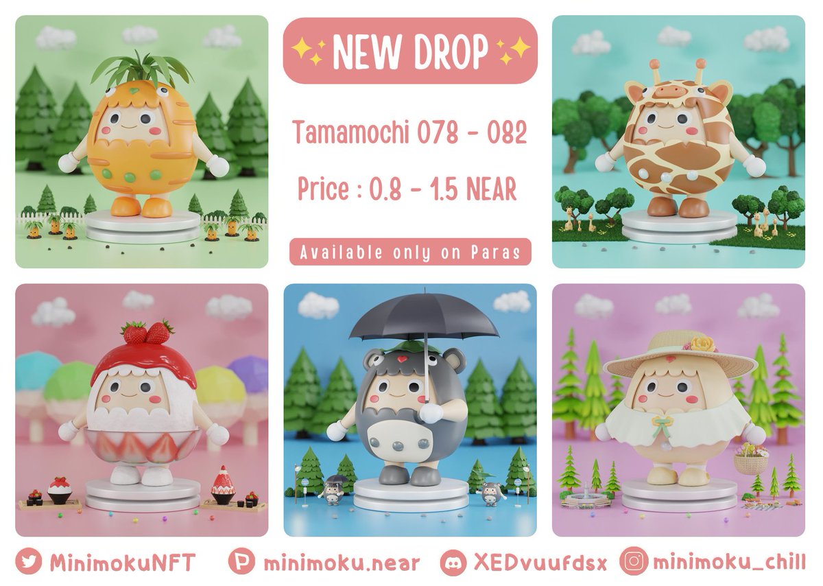 🚨 🔥  Drop Now  🔥 🚨
🐣Tamamochi 078 - 082 🐣  (0.8-1.5 Near) 

🚀🚀🚀Available now only on  @ParasHQ

Let's check it out !👉paras.id/collection/tam…

#NFT #NFTs #NFTTHAILAND #NFTCommunity #NFTartist #nftcollector #PARASnft #paras #nearNFTs #NEARnft #NEARcollector #NEARverse