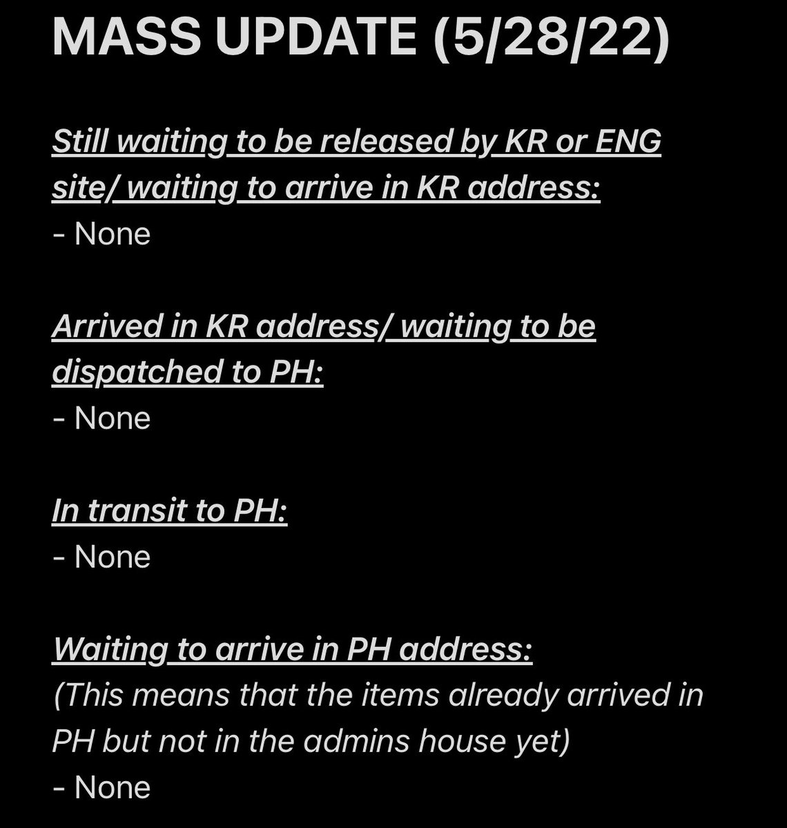 LINE94PH's tweet photo. #Line94Updates
Mass Updates ✨
Start of packing and shipping of all items will be this coming week.
Thank you for your patience 💗 https://t.co/w1ExhKRiOx
