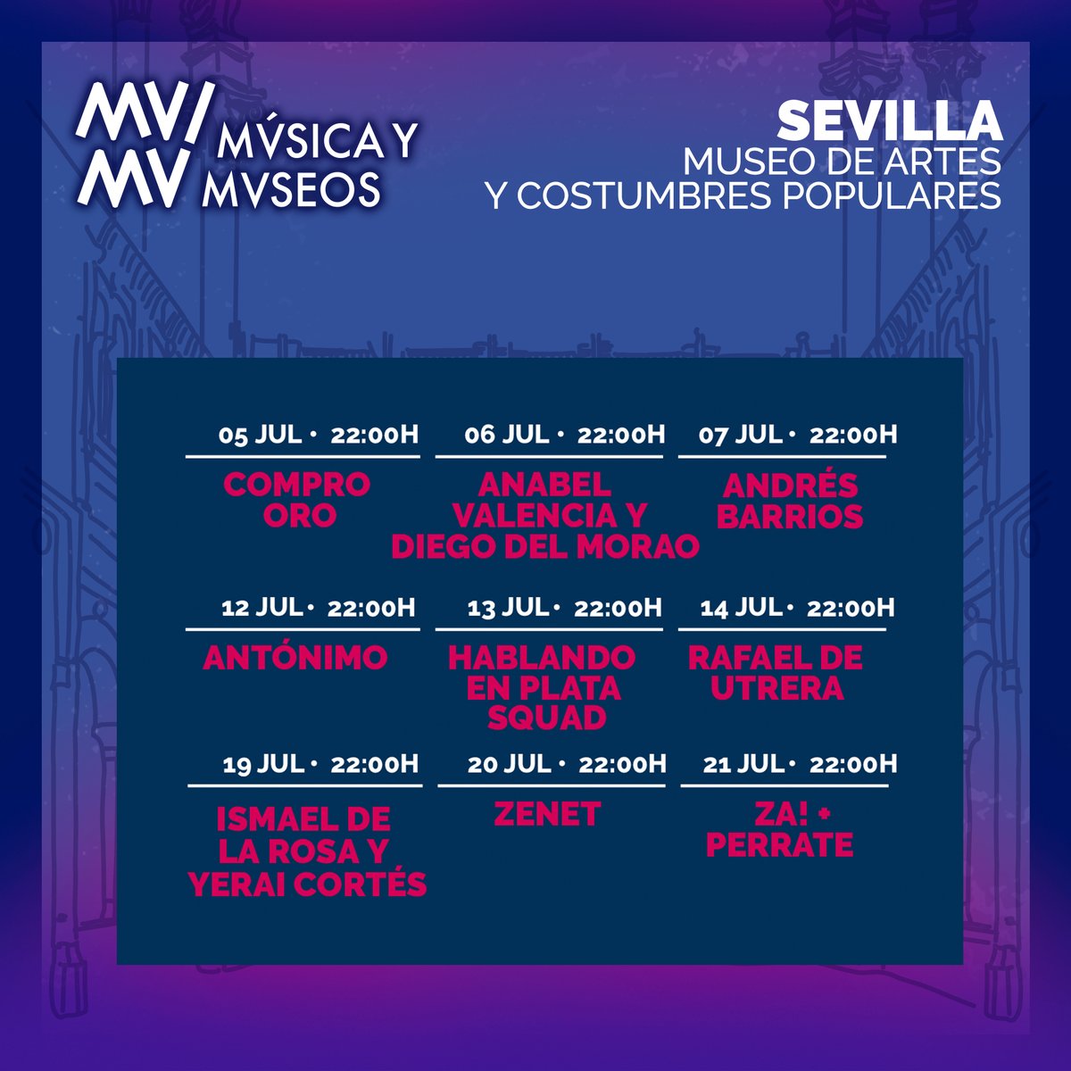 ➧ Agencia Andaluza de Instituciones Culturales (@culturacuenta) on Twitter photo #MuMu tiene ya a la venta sus entradas (sólo en la web!)!
18 conciertos estivales los días M-X-J del 5-21JUL en los patios de <a href="/Museo_Malaga/">Museo de Málaga</a> #Málaga y Museo de las Artes y Costumbres Populares #Sevilla🎟
🎟 mumu.sacatuentrada.es
i musicaymuseos.es
<a href="/CulturaAND/">Cultura Junta de Andalucía</a> #MuMu tiene ya a la venta sus entradas (sólo en la web!)!
18 conciertos estivales los días M-X-J del 5-21JUL en los patios de <a href="/Museo_Malaga/">Museo de Málaga</a> #Málaga y Museo de las Artes y Costumbres Populares #Sevilla🎟
🎟 mumu.sacatuentrada.es
i musicaymuseos.es
<a href="/CulturaAND/">Cultura Junta de Andalucía</a>