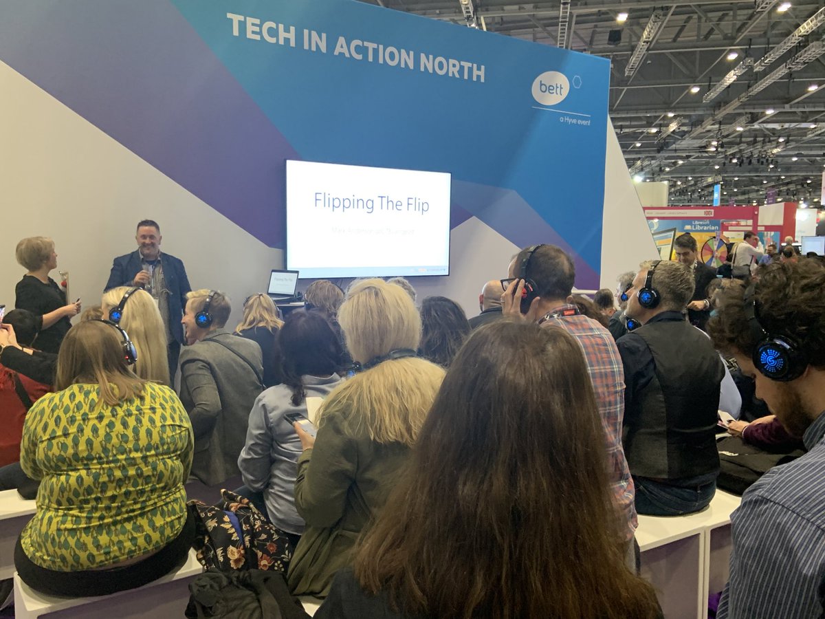ICTEvangelist's tweet image. Packed house presenting in the #TechInAction arena at #Bett2020 for @ClickViewUK on ‘Flipping the Flip’ and the power of using video in (and out of) the classroom #EdTech #PurposefulEdtech