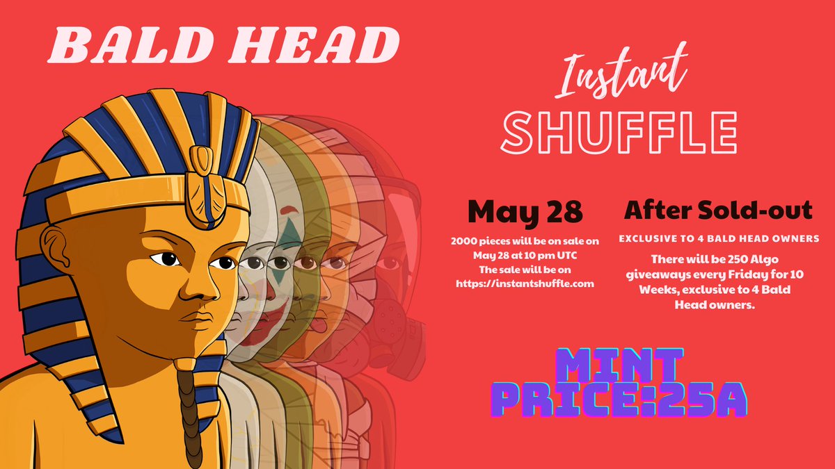 🥳 Giveaway Time 🥳 

Instant Shuffle starting at 10 PM UTC! Giving away this handsome baldhead!

You know what to do:
✅ follow <a href="/Algo_pard/">Algopard</a> and <a href="/Medullarduino/">Medullarduino</a>
✅ ❤ / RT
✅ Tag 2 friends

Ends in 24 Hr
#PardLife #algofam #AlgoNFTs #algorand