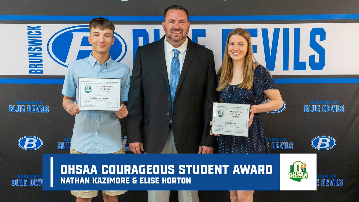 Congratulations to our 2022 OHSAA Courageous Student Athlete Award recipients, Nate Kazimore &amp; Elise Horton #GoBigBlue