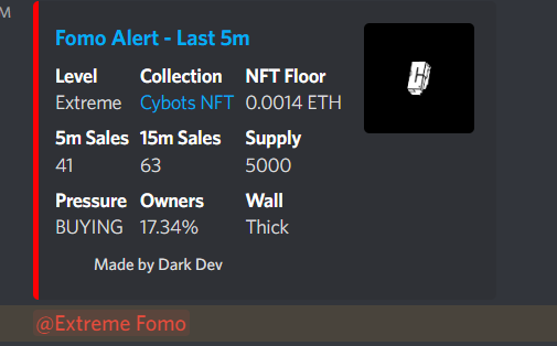SpaceNomadsNFT's tweet photo. 1. Phase 1 // @Cybots___ Free Mint 

- 7th on IcyTools
- FOMO Alerts triggered (Extreme FOMO)
-  @trait_sniper Ranking
- MInted out in under 3 mins
- Optimised contract ($4 USD gas average)
- Discord build and launched less than 24 hours before mint. https://t.co/SvhuYoO8bo