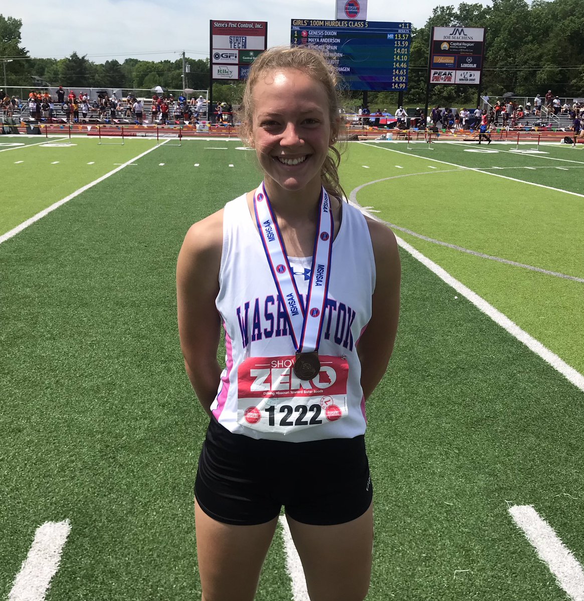 cvhsports's tweet photo. Washington’s Ingrid Figas places 7th in Class 4 girls 100 meter hurdles. Now a two-time state medalist. https://t.co/dY7n8Pbvgx