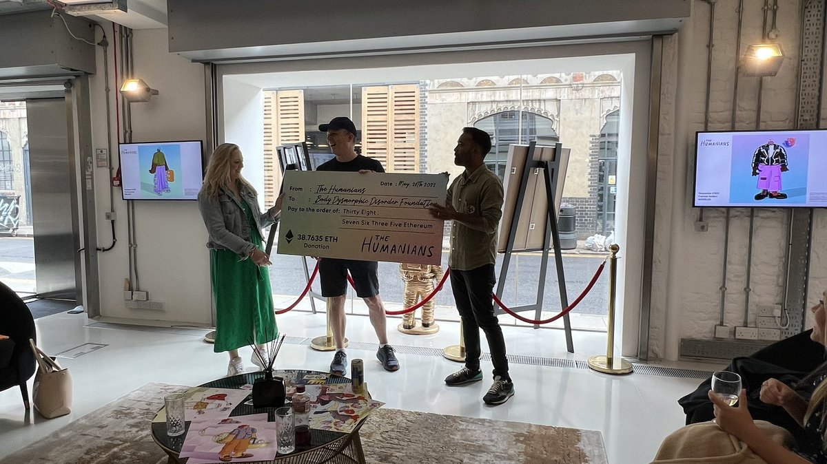 TheHumanians's tweet photo. Today The Humanians donated 38.7635 ETH to one of our charity partners @BDDFoundation !!

It’s time to give back. Join us as we change the NFT scene from a “wealth flex” to a #SocialFlex 

Markets change, but our mission and goals don’t. We ain’t stopping. https://t.co/8zZmgf8Fql