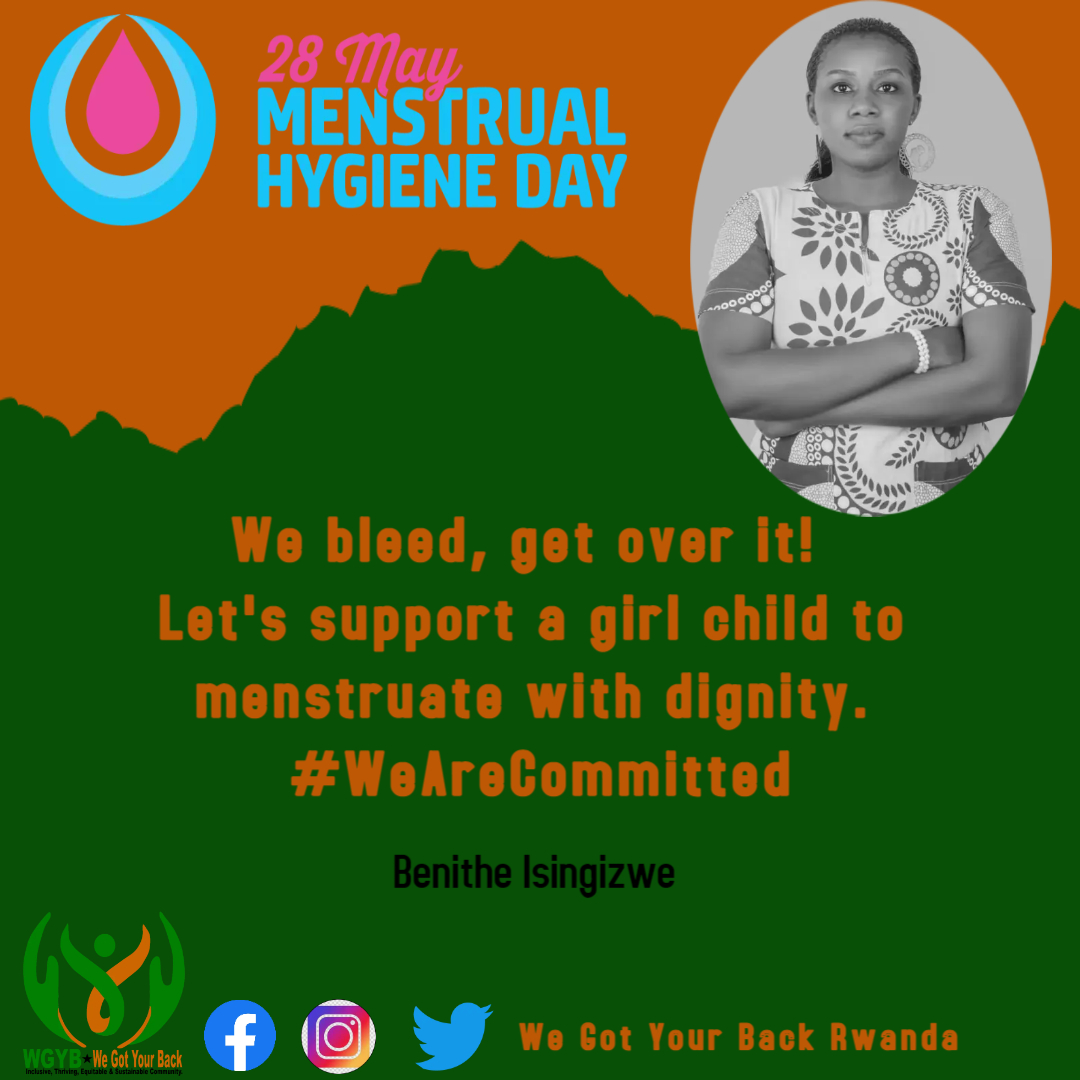 'We bleed, get over it! Let's support a girl child to menstruate with dignity,' said @BenitheI 
 #WeAreCommitted
#MenstrualHygieneDay2022 
@SwissTPH @UNFPARwanda @evode_ni @AfriYAN_Rwanda @Kwabena_AN @TheirVoiceI @RwandaYouth @HabitegekoFran1 @RwandaWest @nyc_karongi