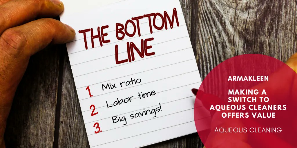 Armakleen's tweet photo. One of the reasons businesses make the switch to #aqueouscleaners is the value our products offer. Our 10% mix ratio is comparable to some other chemistries at 25-50% ratios. That’s a big savings over a year of cleaning parts! 
https://t.co/tCAdXs7neh https://t.co/qygA3WotMU