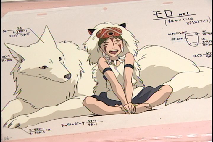 右上の笑顔のサンの絵は本編には登場しませんが、セル画になっていまし