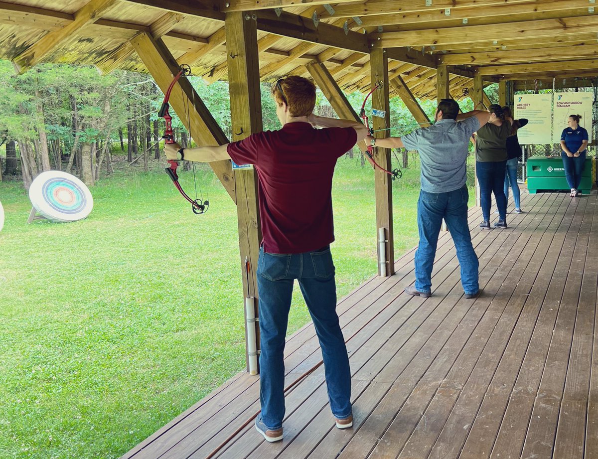 SpragginsLab's tweet photo. How does our team de-stress on a Friday? How about some 🏹 at the @VanderbiltCDB retreat. Everyone brought out their inner Katniss/Hawkeye. https://t.co/y588Jm92JH
