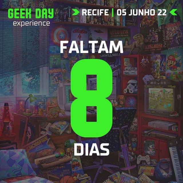 GeekDayXP's tweet photo. Só faltam 8 dias pra o maior encontro Geek do Nordeste.✅

- Geek Day Experience 
- 05 de Junho de 2022 
- Mar Hotel Conventions
- 13 às 21hs 

Últimos ingressos no Sympla ou no link da bio. 💚💚 https://t.co/pikZ7InbJx