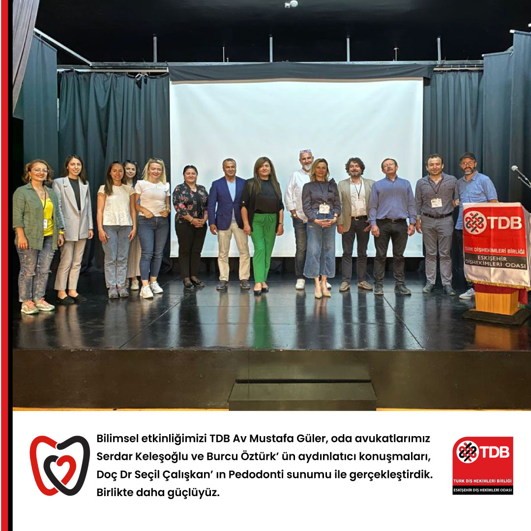 Bilimsel etkinliğimizi TDB Av Mustafa Güler, oda avukatlarımız Serdar Keleşoğlu ve Burcu Öztürk’ ün aydınlatıcı konuşmaları, Doç. Dr. Seçil Çalışkan’ın Pedodonti sunumu ile gerçekleştirdik.
Birlikte daha güçlüyüz.
#dişhekimi #dişhekimliği #eskişehirdişhekimi #birliktedahagüçlüyüz