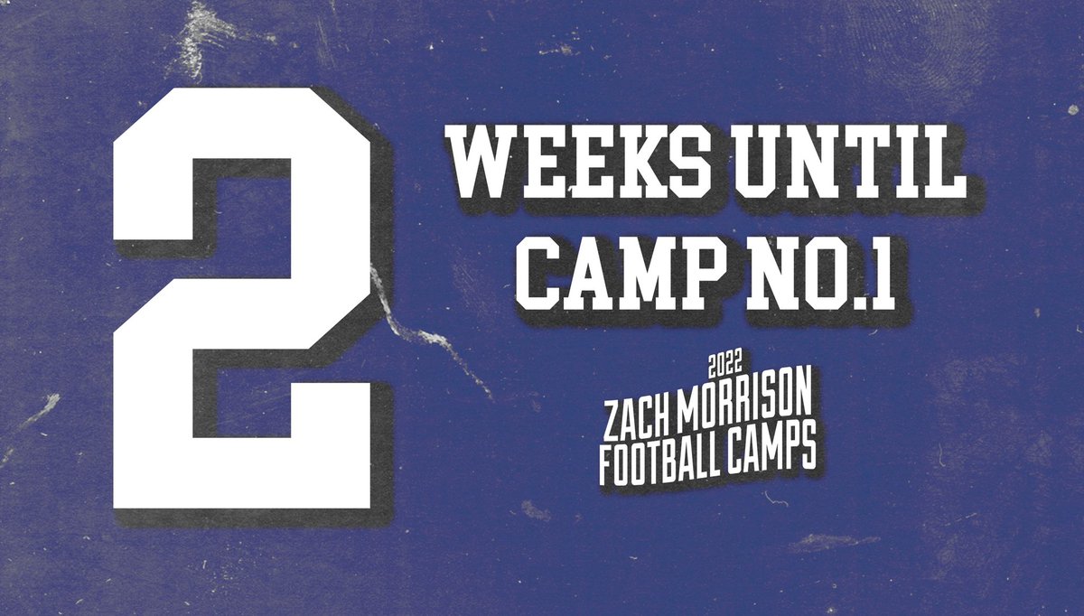 Two weeks from TODAY, @coachmorrison58 football camps kick off. Where will we see you this summer? 🔗: camps.jumpforward.com/ZachMorrisonFo…