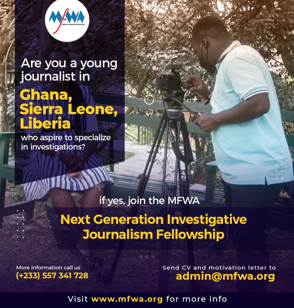 TheMFWA's tweet photo. We believe accountability journalism is the hope for good governance in West Africa. 
Investigative journalism fights corruption.
But we dont just wish for it.
We're building the next generation of investigative journalists and you can be part. 
Apply now!
https://t.co/DTwkwMnayA https://t.co/VzQhtapxoQ